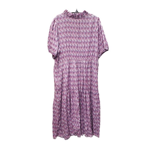 Simply Southern XXL Paisley Print Dress Pink & Purple Ruffle V Neck Tiered Skirt - Picture 2 of 10
